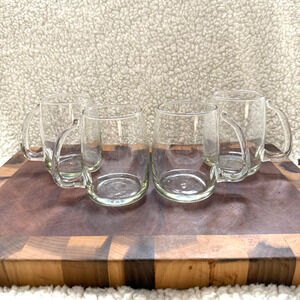 EUC Set Of 4 Vintage Libbey Glass Tempo Clear Tankard Handled Mug Glasses